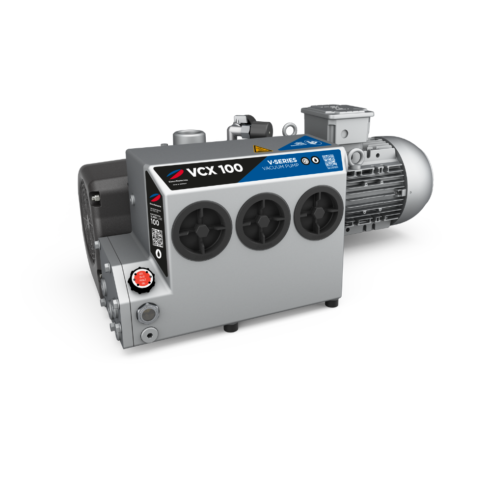 The V-Series features rotary vane vacuum pumps manufactured by Elmo Rietschle. 